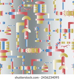 Seamless pattern in industrial style with pipes, plumbing, faucets and gradient background. Suitable for interior, wallpaper, fabrics, clothing, stationery. - Powered by Shutterstock