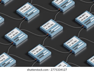 Seamless pattern of interconnected nodes. 3D illustration.
