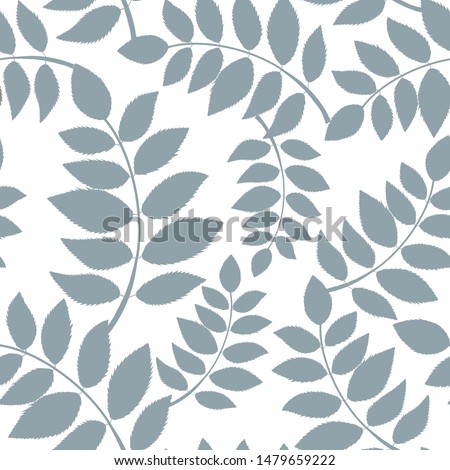 seamless pattern with leaf silhouettes on white background