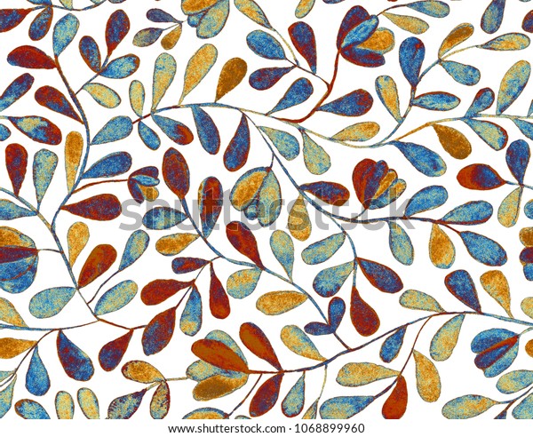 葉 花 シダ 花 自然の壁紙 花飾り 花柄のイラスト でシームレスな模様 ミルフルール 飼料袋のデザイン 水彩ヨーロッパの手描きのエレメントを印刷します のイラスト素材