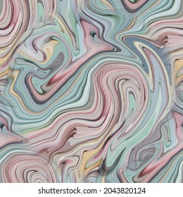 Seamless Pattern With Liquid And Fluid Marble Texture, Colourful Pastel Paint, Mix Colors, Abstract Background.