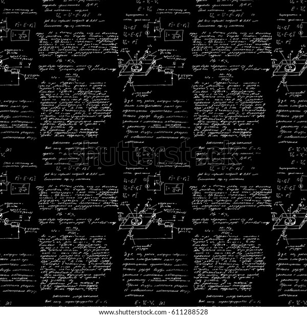 Seamless pattern, mathematical operations and\
elementary functions, endless arithmetic black background. Real\
handwritten solutions. Geometry, math, physics, electronic\
engineering subjects.\
Lectures.
