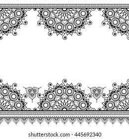 Seamless Pattern Mehndi Borders Indian Style Stock Illustration 445692340