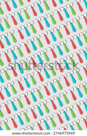Seamless pattern of neckties of different colors on a gray background.