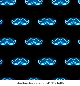 Seamless pattern with neon moustaches icons. Male or Father’s Day concept. Illustration. - Powered by Shutterstock