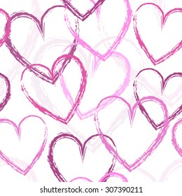 Seamless pattern with overlapping hearts