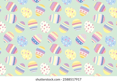 Seamless pattern of pastel-colored Easter eggs_green
