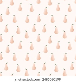 Seamless pattern pear, cute minimalistic pattern with juicy fruits