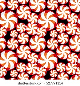 Seamless Pattern With Peppermint Swirl Candies. Raster Clip Art.