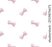 Seamless pattern with pink bows, perfect for baby clothing, nursery decor, wrapping paper, and party invitations