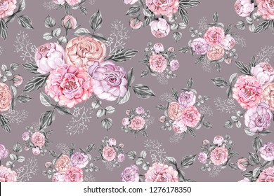 Watercolor Flowers Pattern Stock Illustration 657277123