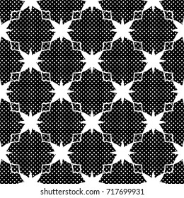 Seamless pattern with polka dots. Black and white background. Rasterized version