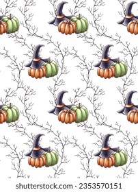 Seamless pattern pumpkins 