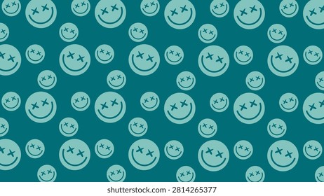 seamless pattern with quirky smiley faces and cross eyes