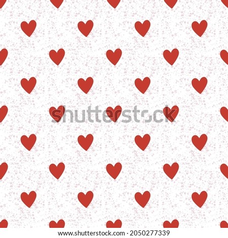 Seamless pattern with red heart and pink bacground