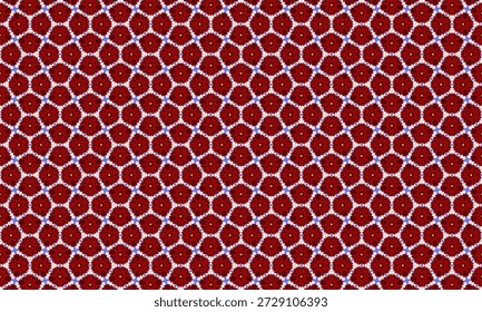 A seamless pattern of red hexagons with white outlines, forming a honeycomb design.