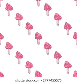 seamless pattern red mushrooms