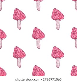 seamless pattern red mushrooms