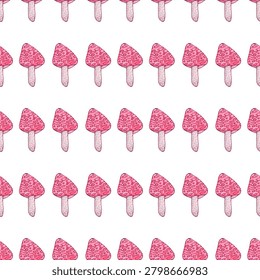 seamless pattern red mushrooms