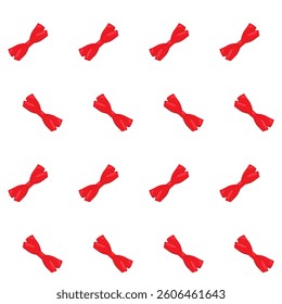 Seamless pattern red ribbon bow on white background. For poster, card, banner, discount, special offer, cover, menu, advertising. Vector illustration EPS10 