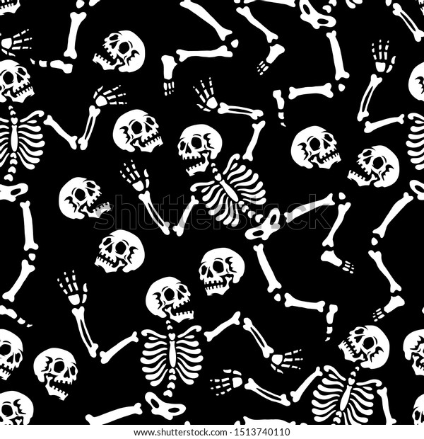 Seamless Pattern Skeletons Dancing Party Human Stock Illustration ...