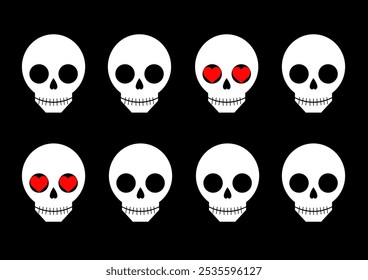 seamless pattern with skulls and hearts on black background - Powered by Shutterstock