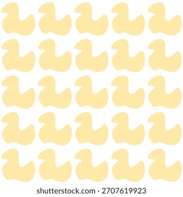 A seamless pattern of soft yellow abstract shapes resembling stylized duck silhouettes, arranged evenly on a white background for a playful and minimal decorative look.