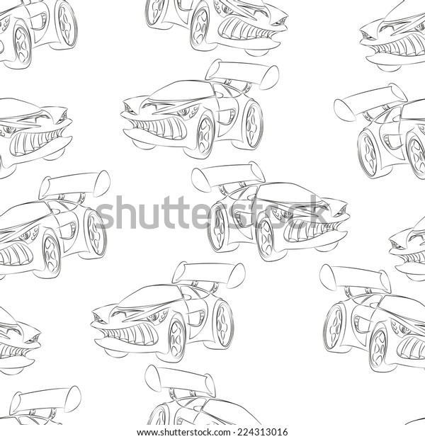 seamless 
pattern sports car illustration clip
art