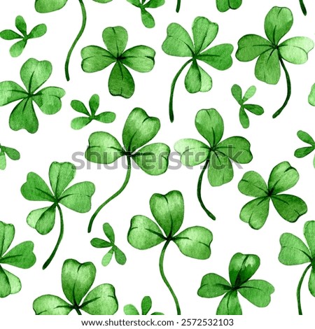 seamless pattern for st. patrick's day. green clover leaf print. watercolor illustration