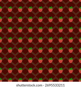 Seamless pattern with strawberry and rhombus 
