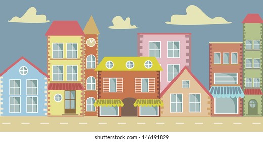 Vector Cartoon Town Stock Vector Royalty Free 140105992