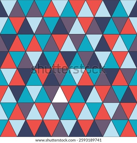 Seamless pattern. Stylish pattern of multicoloured triangles. Modern geometric design with a sleek color palette. Minimalist and elegant. Perfect for decor, fashion prints, and branding.