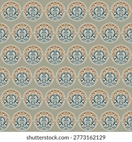 A seamless pattern in a subdued color scheme in a Gothic style. A knightly aesthetic in a flat style. Digital illustration.