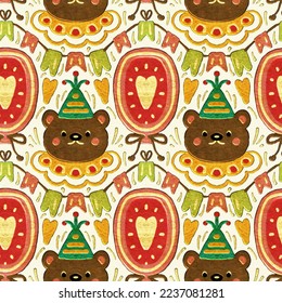 Seamless pattern and teddy