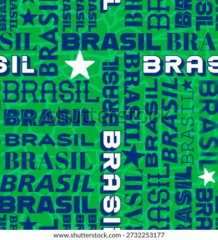 Seamless pattern of three variants with the word "Brasil" embedded. Ideal for making tablecloths, towels, stationery, fabrics in general, and clothing for the World Cup and other celebrations.