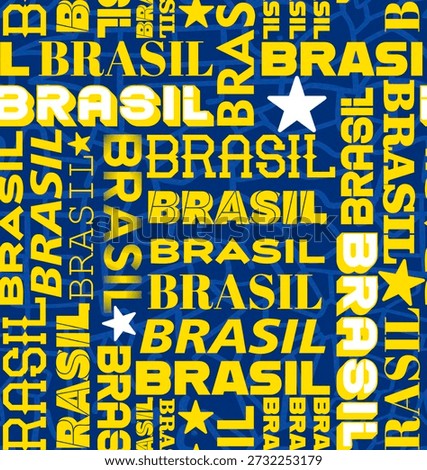 Seamless pattern of three variants with the word "Brasil" embedded. Ideal for making tablecloths, towels, stationery, fabrics in general, and clothing for the World Cup and other celebrations.