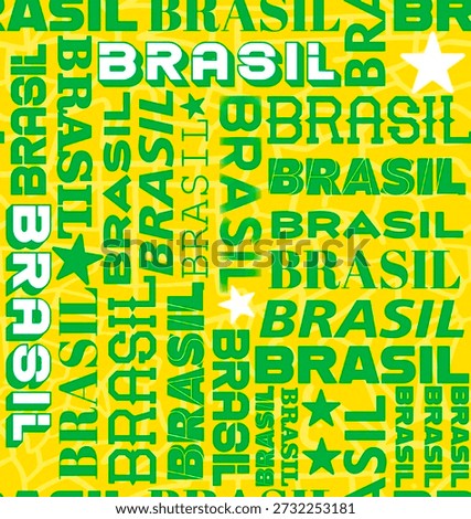 Seamless pattern of three variants with the word "Brasil" embedded. Ideal for making tablecloths, towels, stationery, fabrics in general, and clothing for the World Cup and other celebrations.