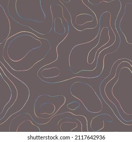 Seamless pattern of topographic lines. Abstract decorative background of wavy isolines. Sample map of the area, terrain, landscape.