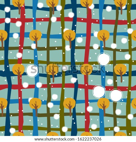 seamless pattern with trees, lovely stripes