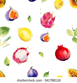 Seamless pattern with tropical fruits. #7
