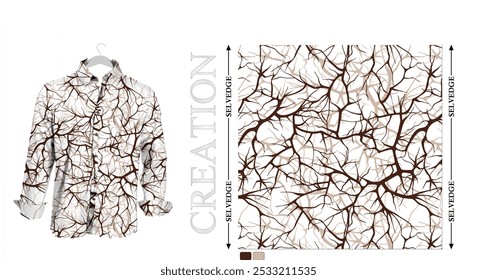 seamless pattern vector illustration, T-shirt design, fabric texture, fashion wear, clothing, leaves and flower, nature background
