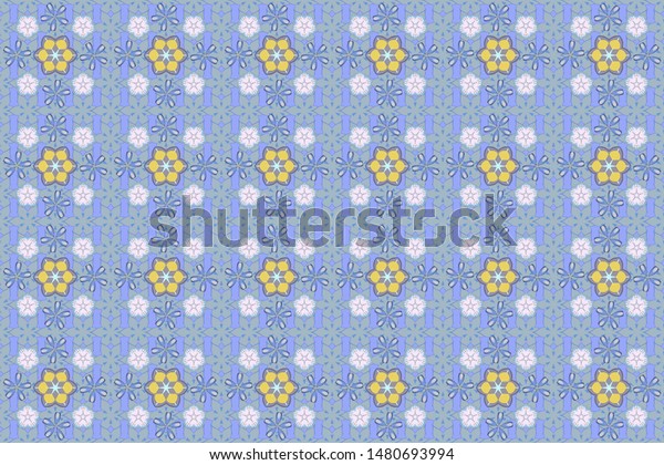 Seamless pattern in Victorian style. Luxury\
frames and ornate decor. Raster blue, gray and yellow elements for\
vignettes and borders or design\
template.