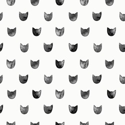 Seamless Pattern With Watercolor Black Cats