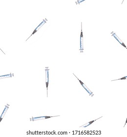 seamless pattern  Watercolor drawing    medical syringe  for posters  cards  fabric prints 
