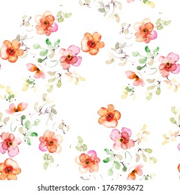 Seamless Pattern With Watercolour Peony Flowers ,romantic Watercolour Pattern