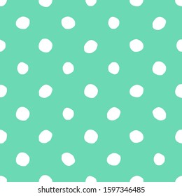 Seamless pattern white dot on aqua menthe background. Decorative illustration, good for printing. Great for label, print, packaging, fabric. Small polka dot seamless pattern background. 