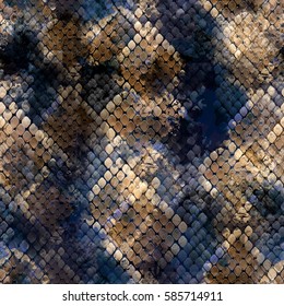 Seamless pattern wild design. Snakeskin background with watercolor effect. Textile print for bed linen, jacket, package design, fabric and fashion concepts.