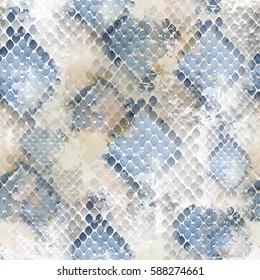 Seamless Pattern Wild Design. Snakeskin Background With Watercolor Effect. Textile Print For Bed Linen, Jacket, Package Design, Fabric And Fashion Concepts