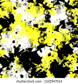 Seamless Pattern Yellow Black Watercolor Blots Stock Illustration ...