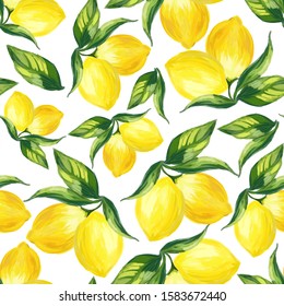 Seamless Pattern With Yellow Lemons